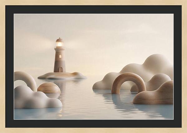 Distant Lighthouse Across Calm Water