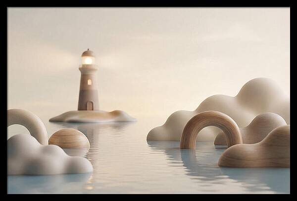 Distant Lighthouse Across Calm Water