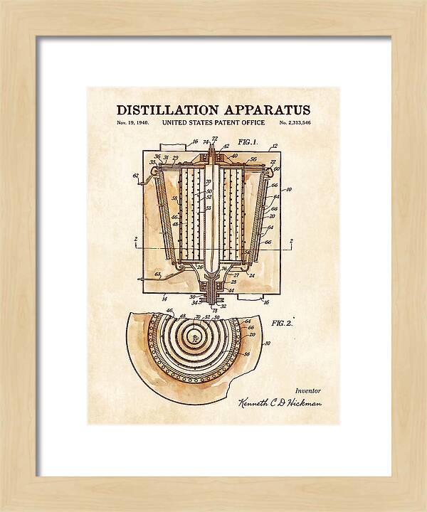 Distillation Apparatus Watercolor Patent Us2313546