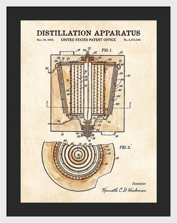 Distillation Apparatus Watercolor Patent Us2313546