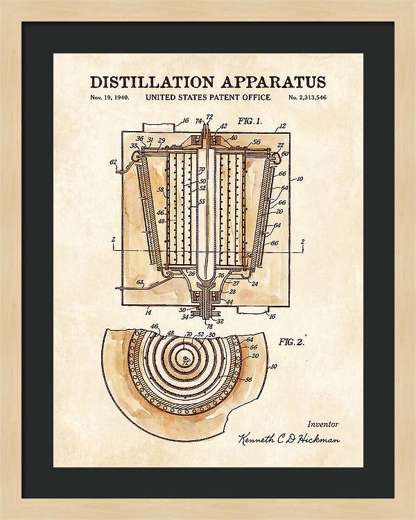 Distillation Apparatus Watercolor Patent Us2313546