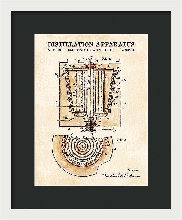 Distillation Apparatus Watercolor Patent Us2313546