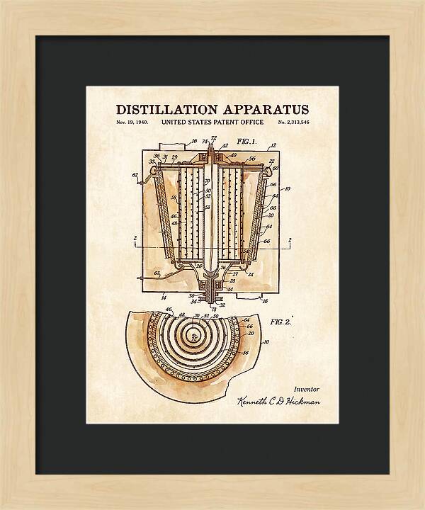 Distillation Apparatus Watercolor Patent Us2313546