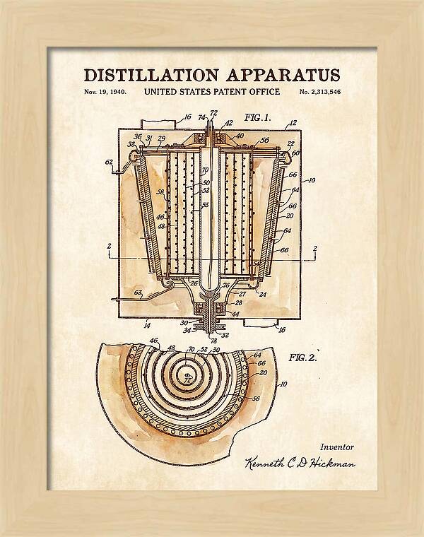 Distillation Apparatus Watercolor Patent Us2313546
