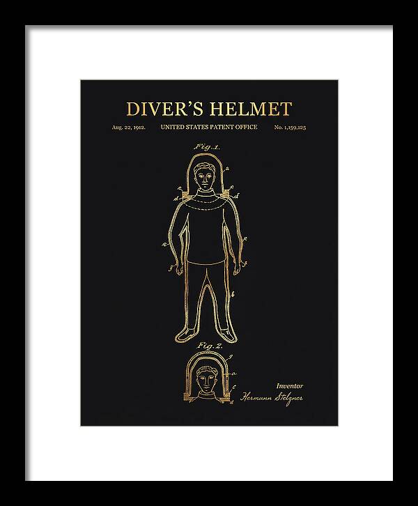 Diver's Helmet Diving Suit Gold Patent Us1159125