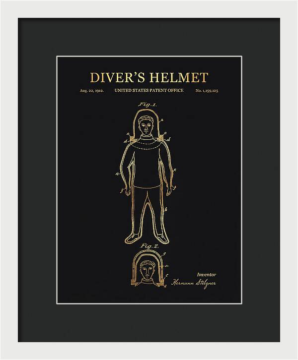 Diver's Helmet Diving Suit Gold Patent Us1159125