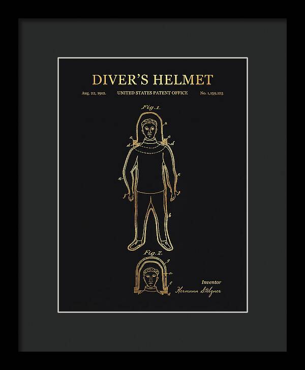 Diver's Helmet Diving Suit Gold Patent Us1159125