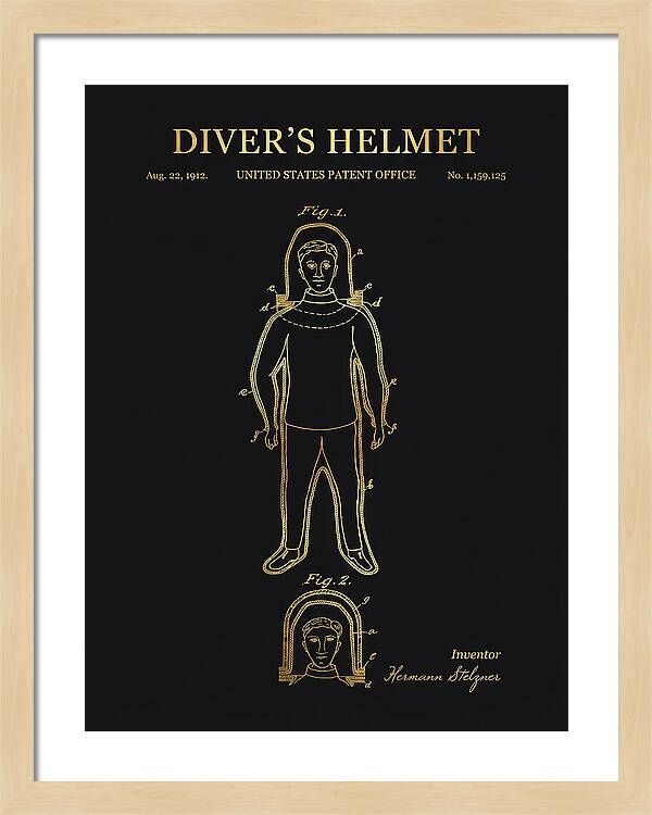 Diver's Helmet Diving Suit Gold Patent Us1159125