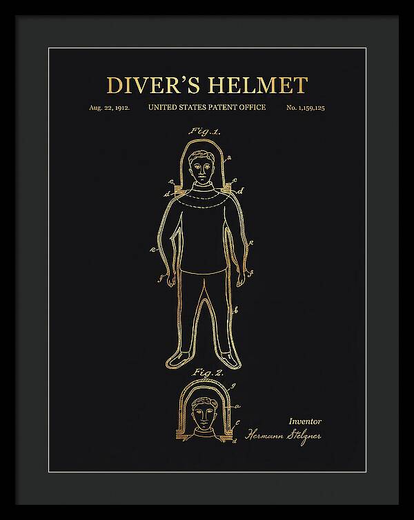 Diver's Helmet Diving Suit Gold Patent Us1159125