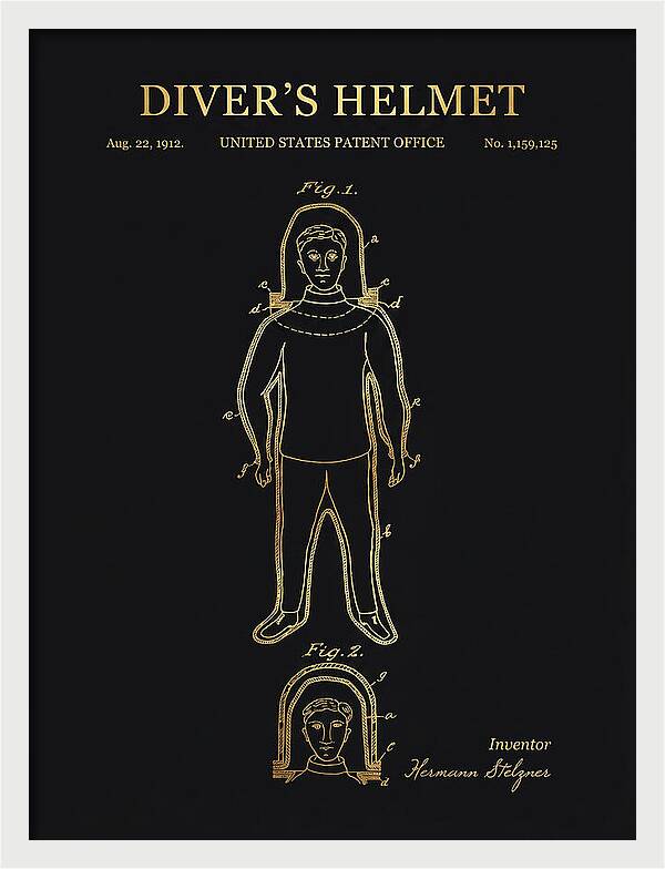Diver's Helmet Diving Suit Gold Patent Us1159125