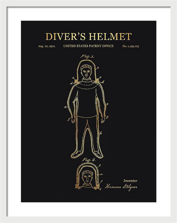 Diver's Helmet Diving Suit Gold Patent Us1159125