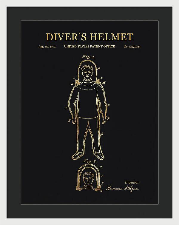 Diver's Helmet Diving Suit Gold Patent Us1159125