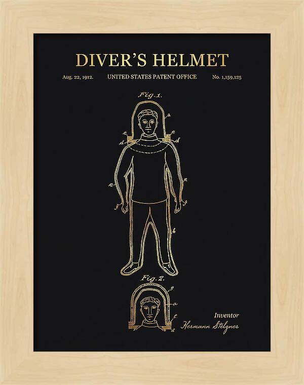 Diver's Helmet Diving Suit Gold Patent Us1159125