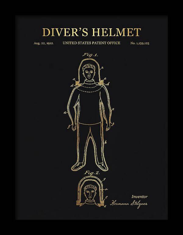 Diver's Helmet Diving Suit Gold Patent Us1159125
