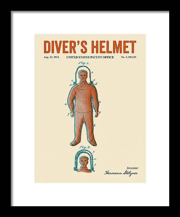 Diver's Helmet Diving Suit Retro Patent Us1159125