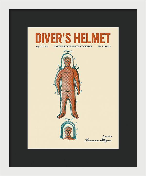 Diver's Helmet Diving Suit Retro Patent Us1159125