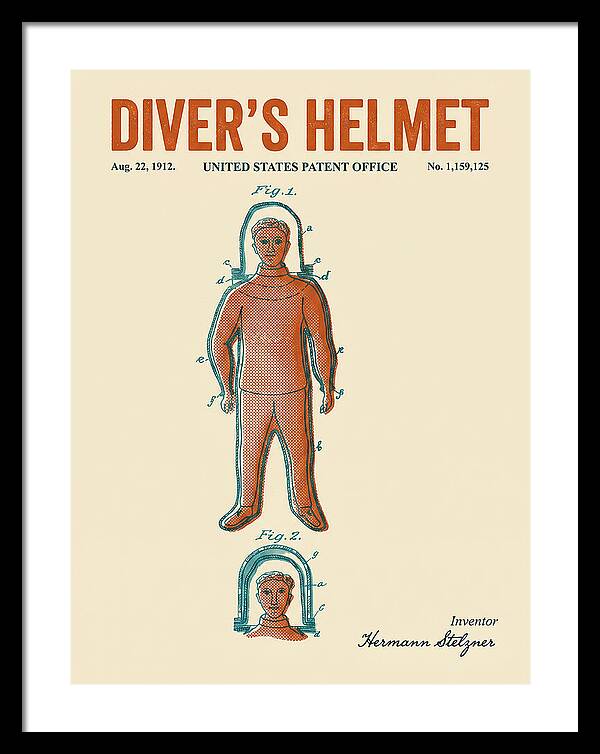 Diver's Helmet Diving Suit Retro Patent Us1159125