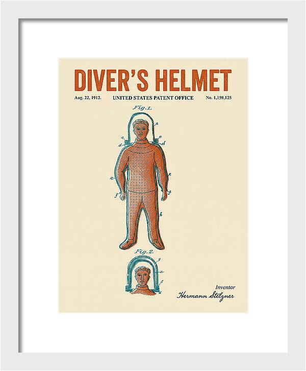 Diver's Helmet Diving Suit Retro Patent Us1159125