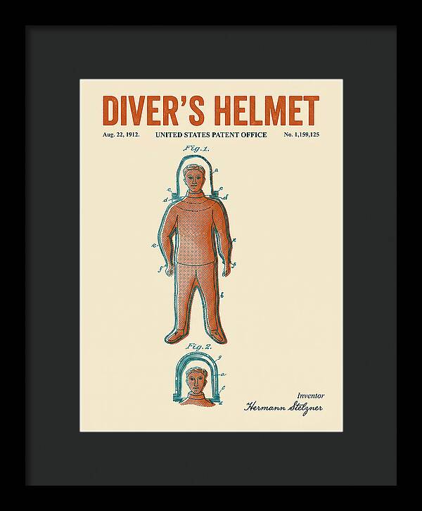 Diver's Helmet Diving Suit Retro Patent Us1159125