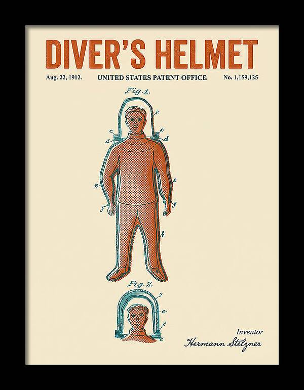 Diver's Helmet Diving Suit Retro Patent Us1159125