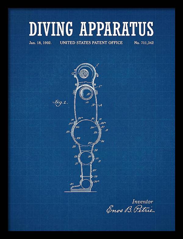 Diving Apparatus Atmospheric Diving Suit Blueprint Patent Us711342