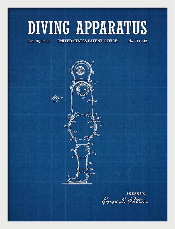 Diving Apparatus Atmospheric Diving Suit Blueprint Patent Us711342