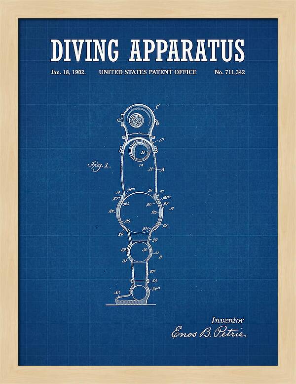 Diving Apparatus Atmospheric Diving Suit Blueprint Patent Us711342