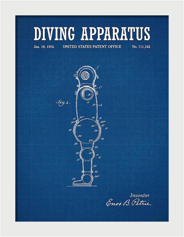 Diving Apparatus Atmospheric Diving Suit Blueprint Patent Us711342