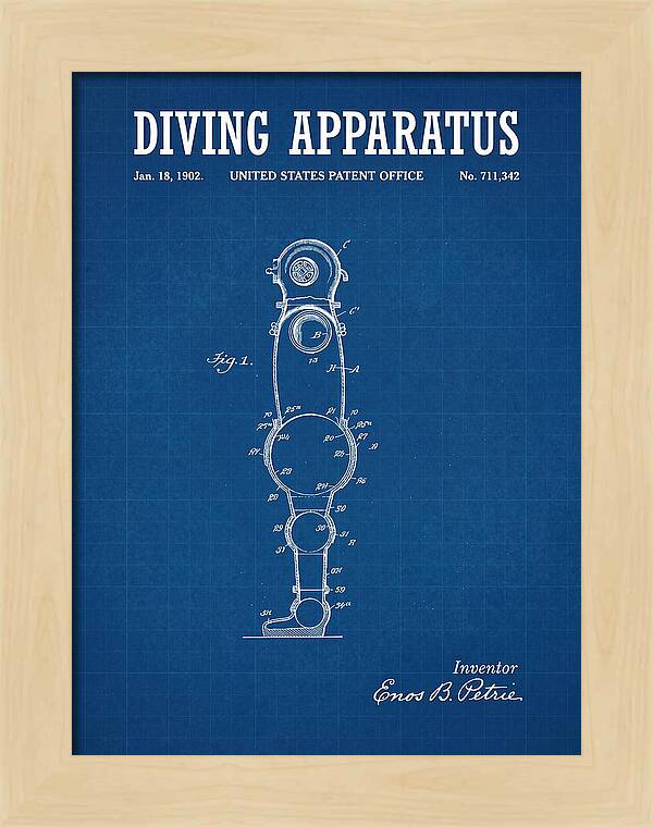 Diving Apparatus Atmospheric Diving Suit Blueprint Patent Us711342