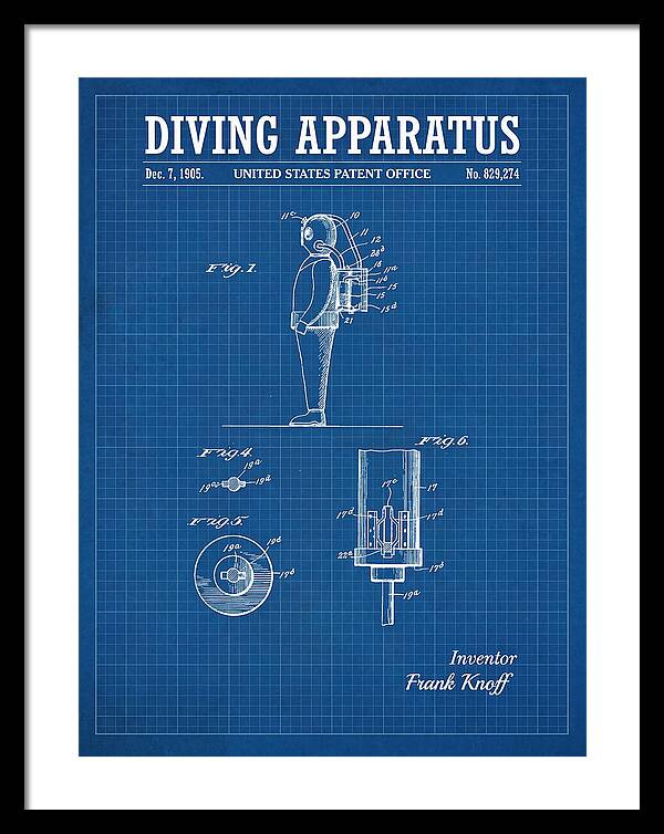 Diving Apparatus Blueprint Patent Us829274a