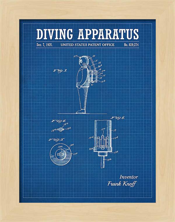 Diving Apparatus Blueprint Patent Us829274a