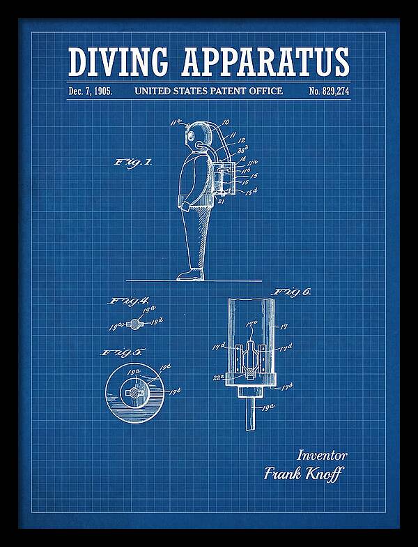 Diving Apparatus Blueprint Patent Us829274a