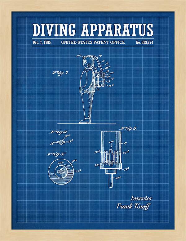 Diving Apparatus Blueprint Patent Us829274a