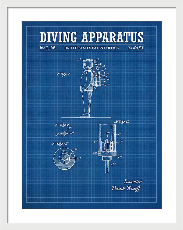 Diving Apparatus Blueprint Patent Us829274a