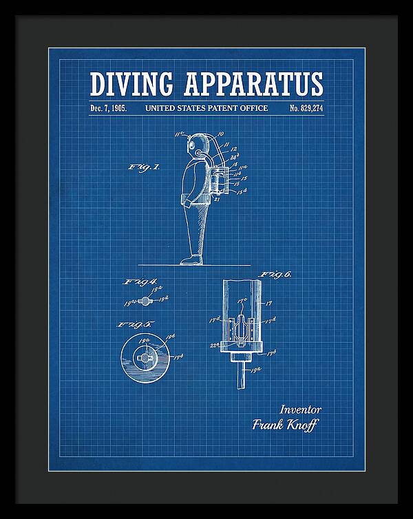 Diving Apparatus Blueprint Patent Us829274a