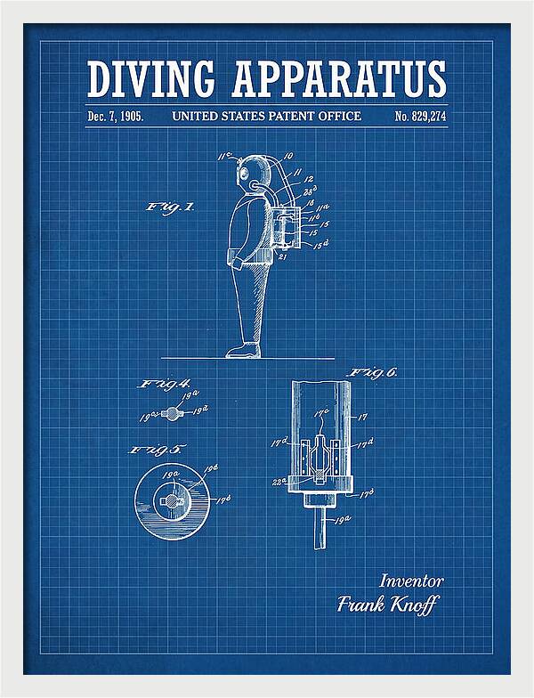 Diving Apparatus Blueprint Patent Us829274a