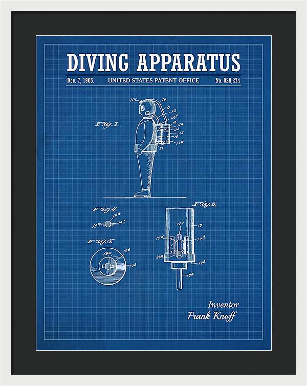 Diving Apparatus Blueprint Patent Us829274a