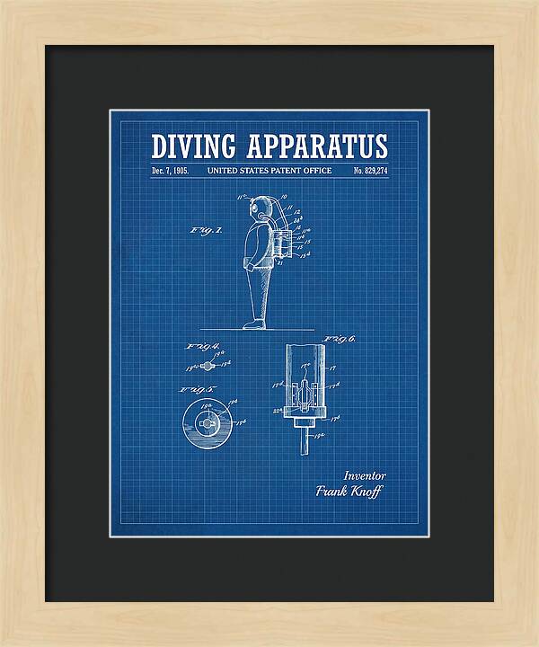 Diving Apparatus Blueprint Patent Us829274a