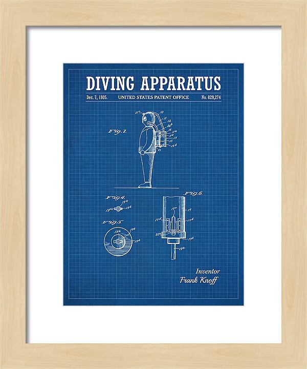 Diving Apparatus Blueprint Patent Us829274a