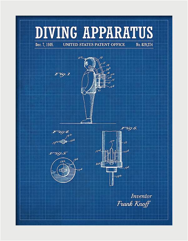 Diving Apparatus Blueprint Patent Us829274a