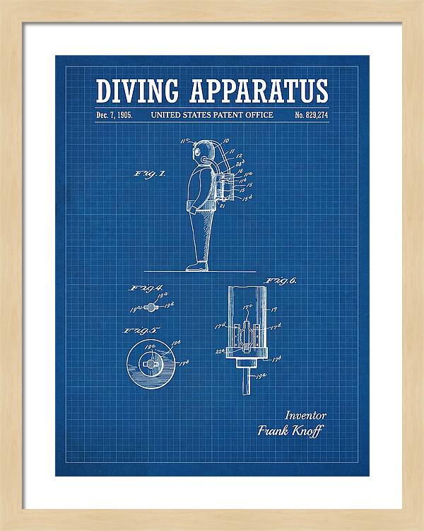 Diving Apparatus Blueprint Patent Us829274a