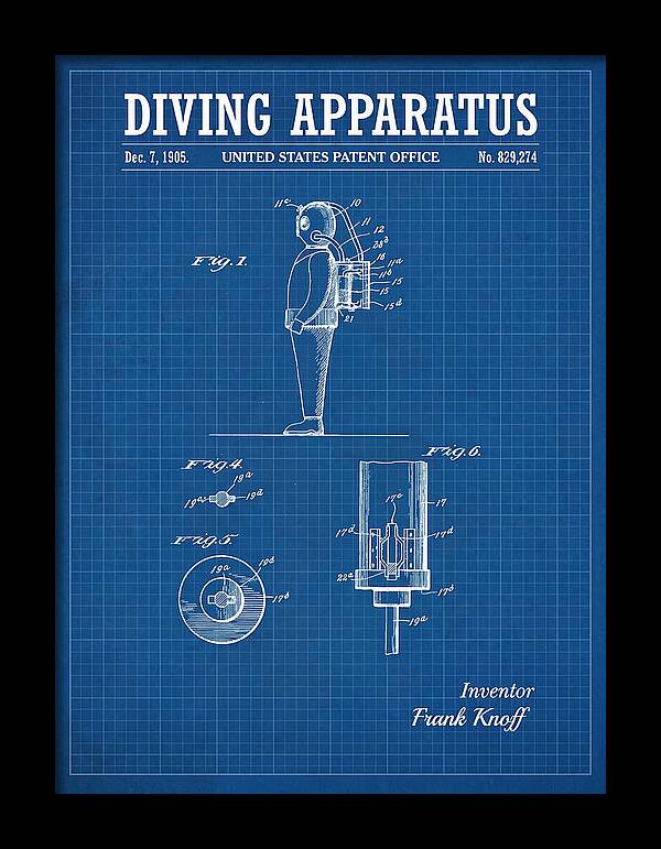 Diving Apparatus Blueprint Patent Us829274a