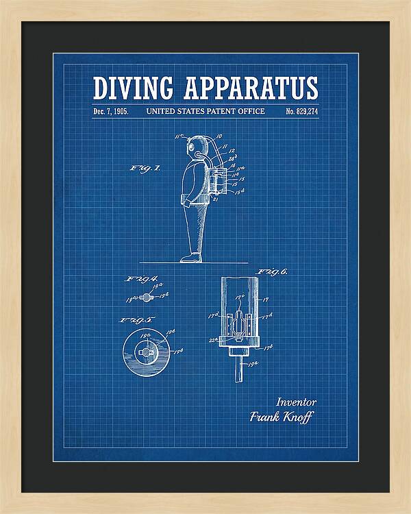 Diving Apparatus Blueprint Patent Us829274a