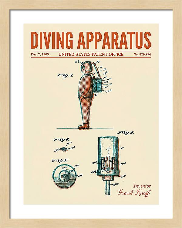 Diving Apparatus Retro Patent Us829274a