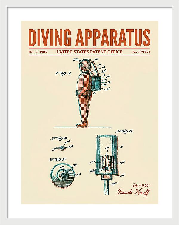 Diving Apparatus Retro Patent Us829274a