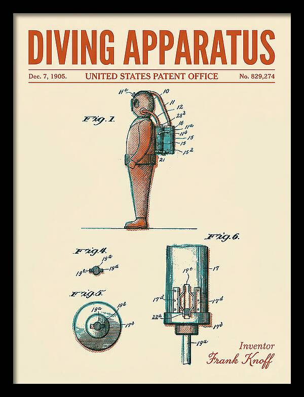 Diving Apparatus Retro Patent Us829274a