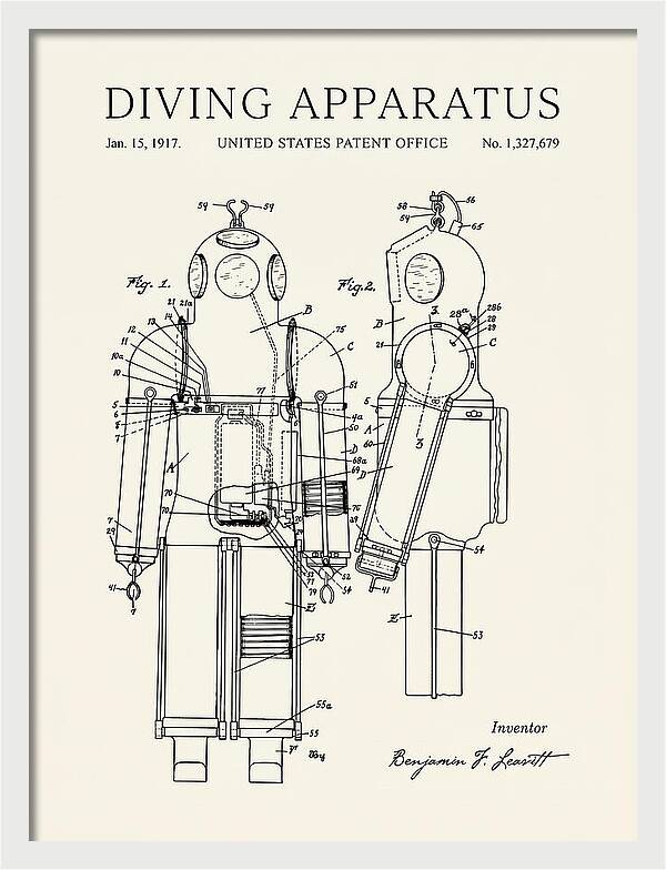Diving Apparatus Submarine Escape Suit Minimalist Patent Us1327679a