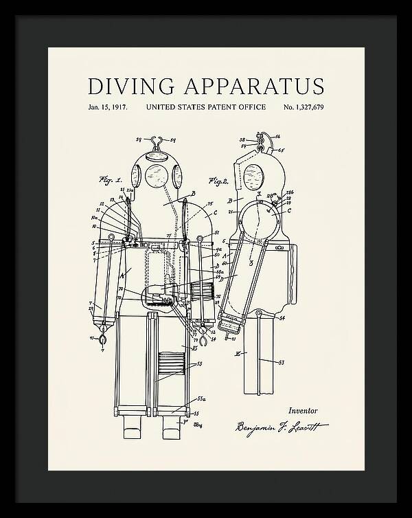 Diving Apparatus Submarine Escape Suit Minimalist Patent Us1327679a