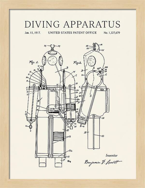 Diving Apparatus Submarine Escape Suit Minimalist Patent Us1327679a