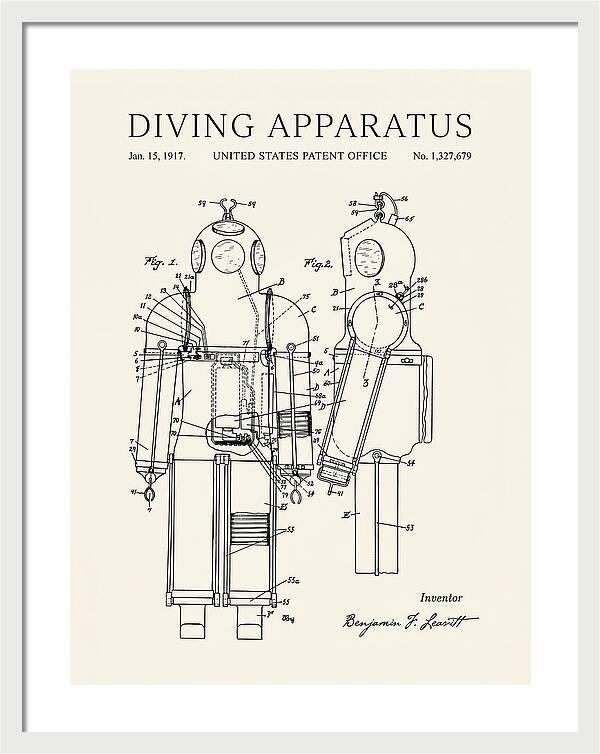 Diving Apparatus Submarine Escape Suit Minimalist Patent Us1327679a